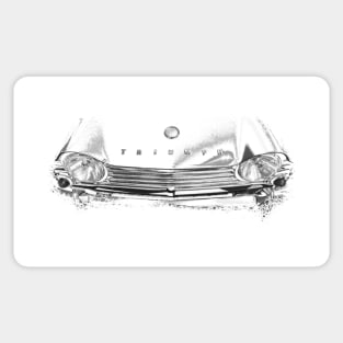 Triumph TR4A 1960s classic car photo monochrome Sticker